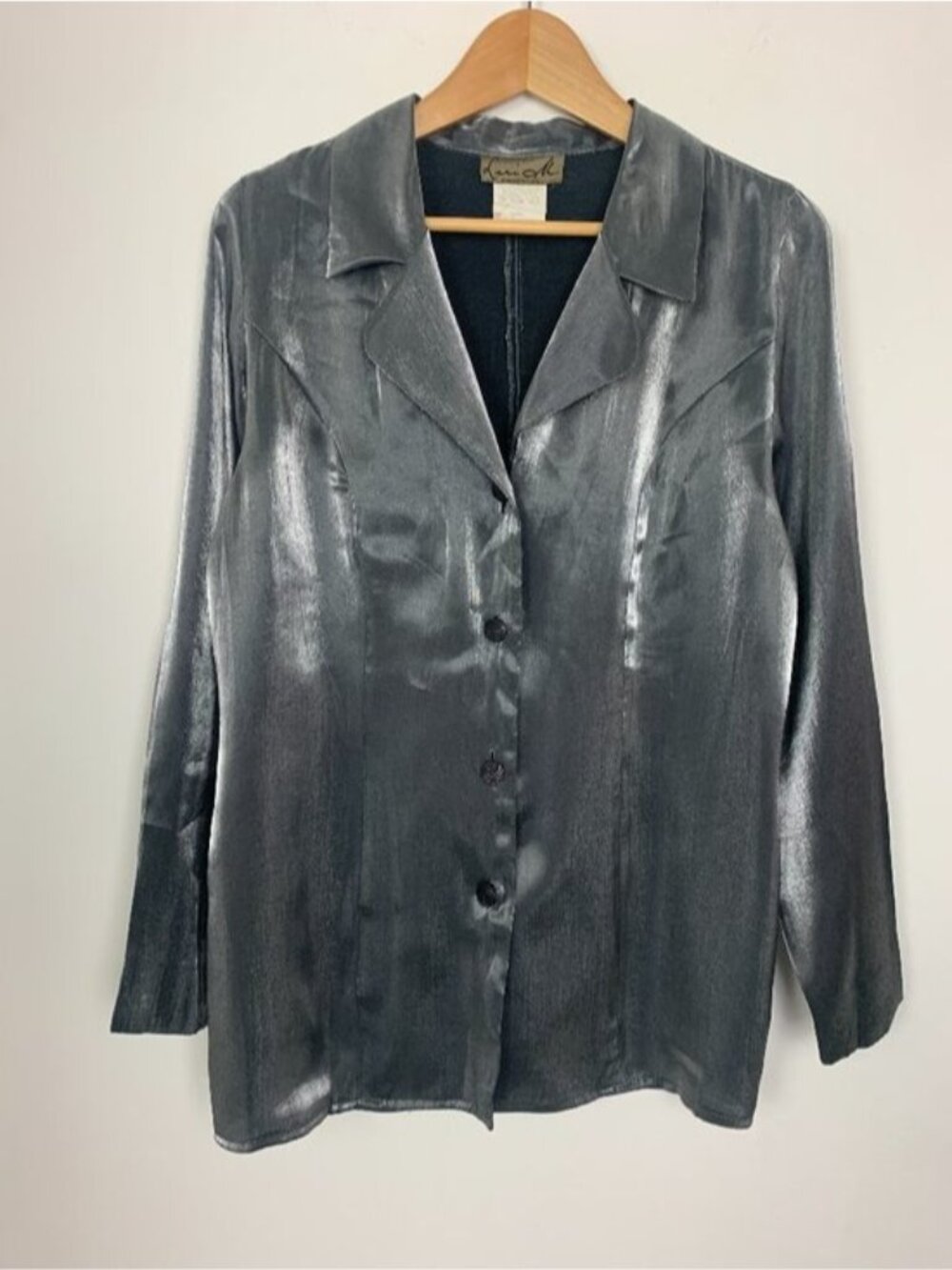 Vintage Laura M Silver Metallic Blouse - Picture 2 of 7